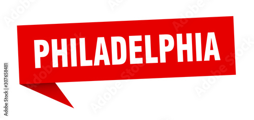 Philadelphia sticker. Red Philadelphia signpost pointer sign