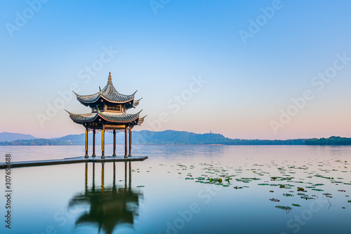 Early morning scenery of West Lake Hangzhou Zhejiang China photo