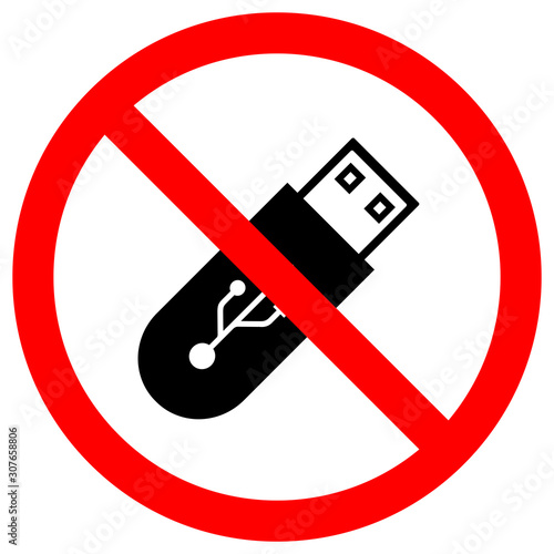 Do Not Use Flash Drive Symbol Sign,Vector Illustration, Isolate On White Background Label. EPS10
