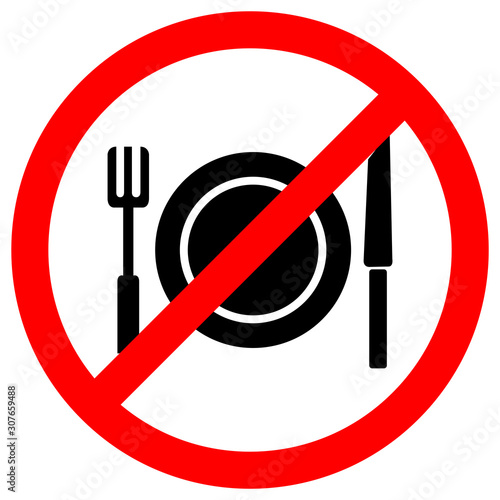 No Eating Symbol Sign  Vector Illustration  Isolate On White Background Label. EPS10