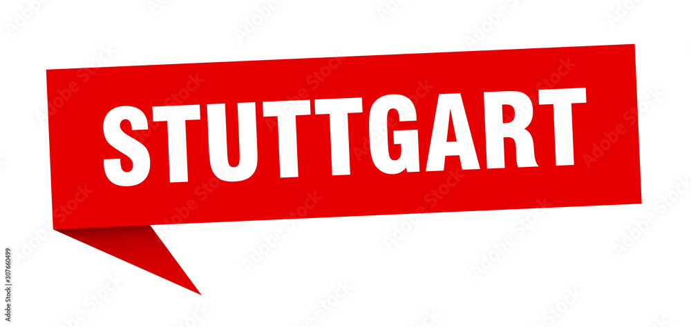 Stuttgart sticker. Red Stuttgart signpost pointer sign Stuttgart sticker. Red Stuttgart signpost pointer sign