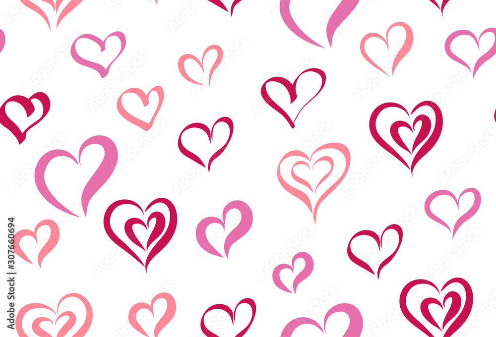 Seamless pattern of hand drawn hearts. Stylized hearts design elements pattern for Valentine's day Seamless pattern of hand drawn hearts. Stylized hearts design elements pattern for Valentine's day