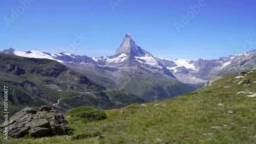 Matterhorn with blue sky in Zermatt, Switzerland photo