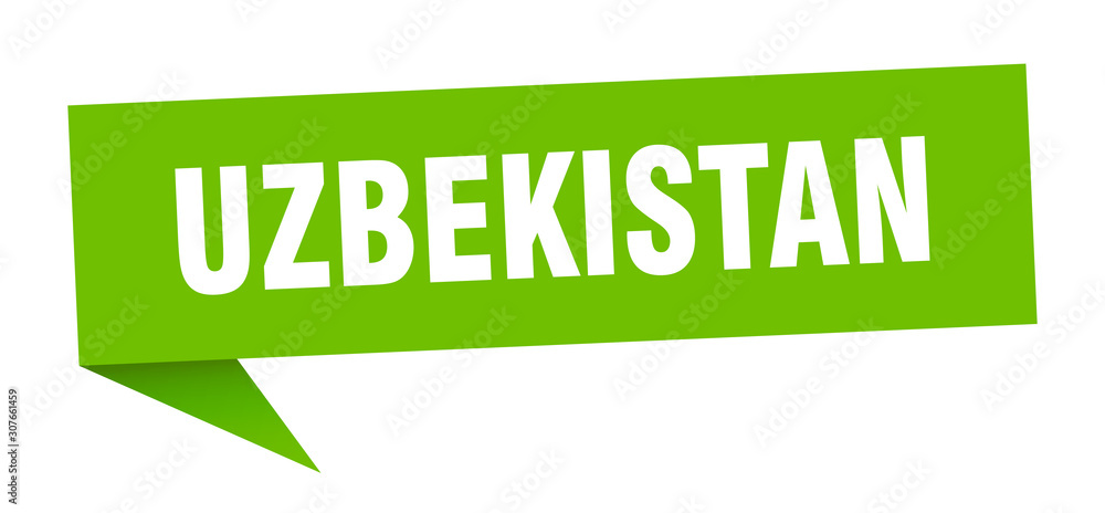 Uzbekistan sticker. Green Uzbekistan signpost pointer sign Uzbekistan sticker. Green Uzbekistan signpost pointer sign