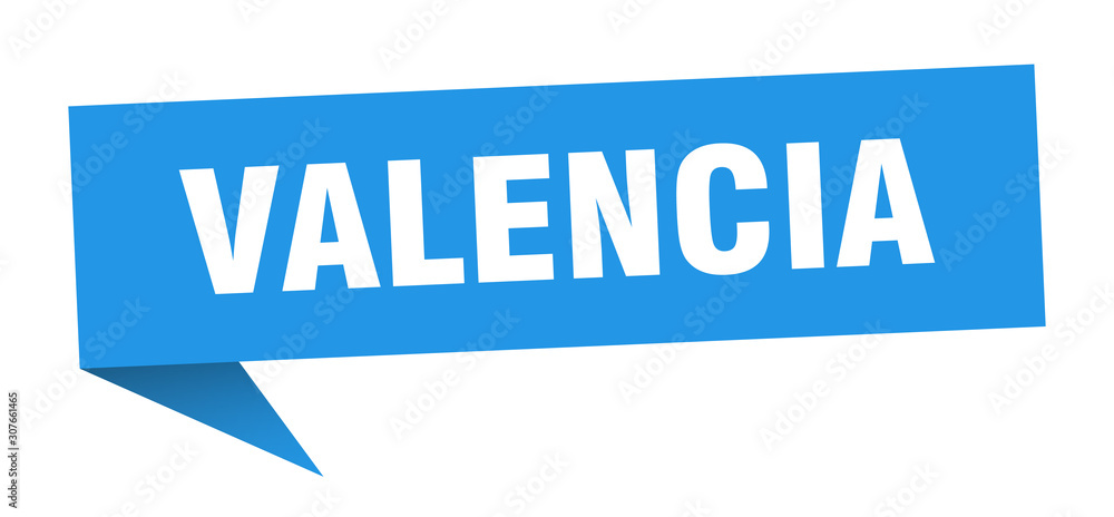 Valencia sticker. Blue Valencia signpost pointer sign Valencia sticker. Blue Valencia signpost pointer sign