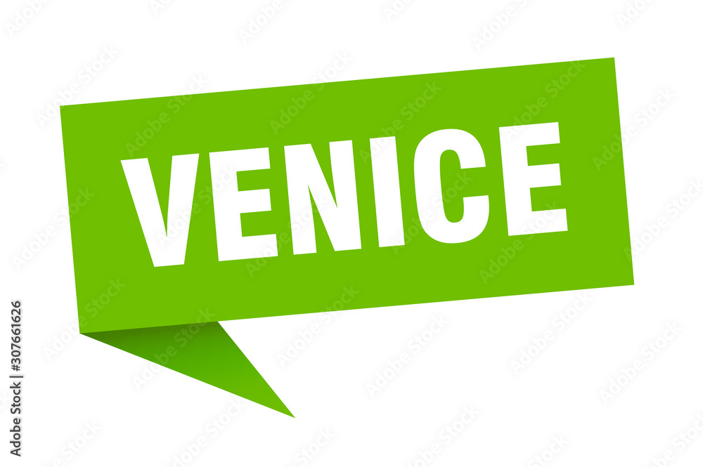 Venice sticker. Green Venice signpost pointer sign Venice sticker. Green Venice signpost pointer sign