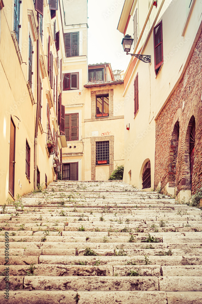 Steps in Rome streets old steps