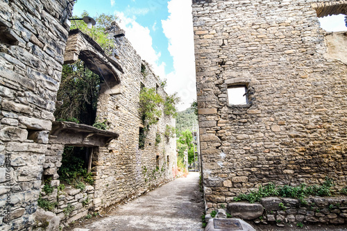 street in old town, photo as a background , in janovas fiscal sobrarbe , huesca aragon province photo