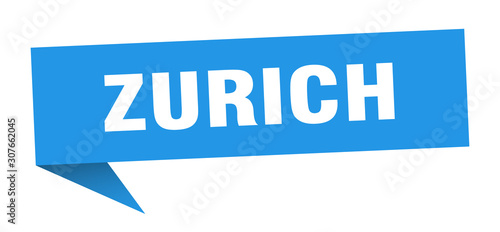 Zurich sticker. Blue Zurich signpost pointer sign