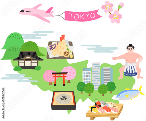 東京都　地図　観光　イラストマップ