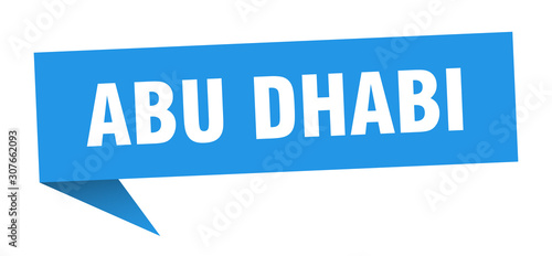Abu Dhabi sticker. Blue Abu Dhabi signpost pointer sign