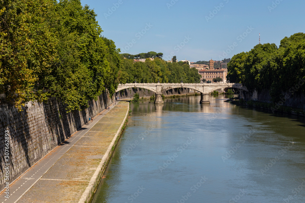 Bridge in Rome across the River Tiber looking towards St Peter's in the Vatican City Bridge in Rome across the River Tiber looking towards St Peter's in the Vatican City