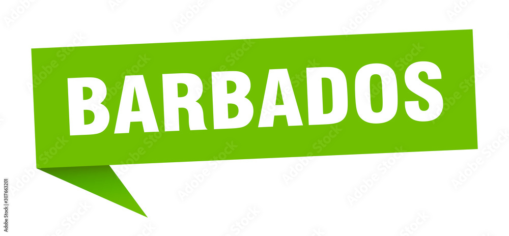 Barbados sticker. Green Barbados signpost pointer sign Barbados sticker. Green Barbados signpost pointer sign
