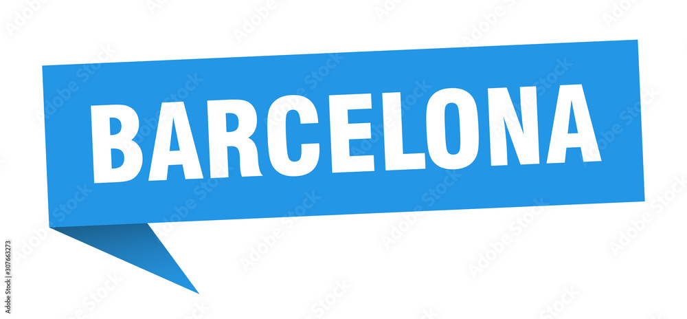Barcelona sticker. Blue Barcelona signpost pointer sign Barcelona sticker. Blue Barcelona signpost pointer sign
