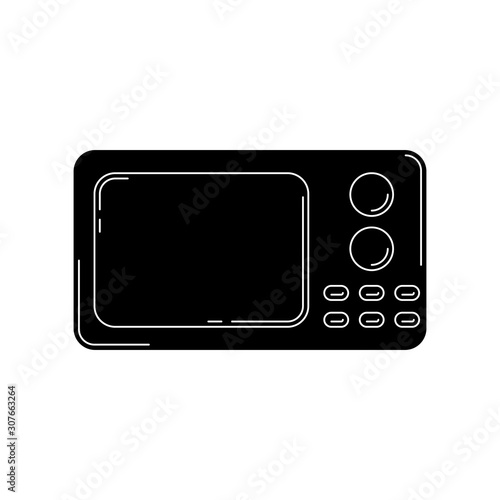 microwave oven silhouette. kitchen tool illustration for design and web.