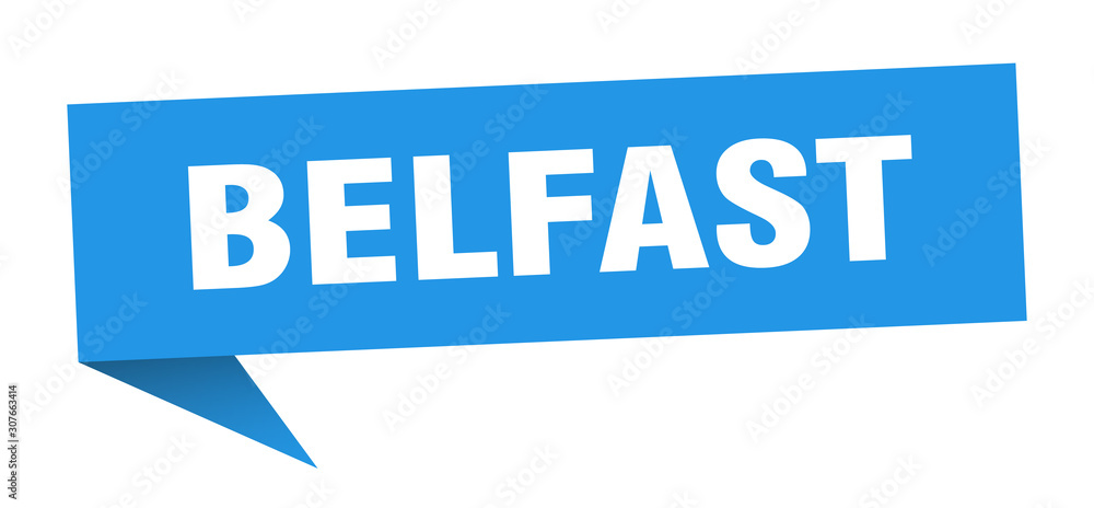 Belfast sticker. Blue Belfast signpost pointer sign Belfast sticker. Blue Belfast signpost pointer sign