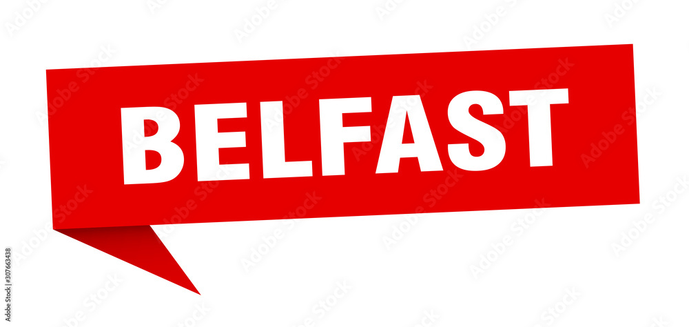 Belfast sticker. Red Belfast signpost pointer sign