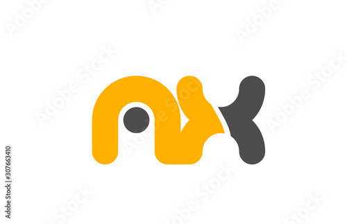 yellow grey combination logo letter AX A X alphabet design icon