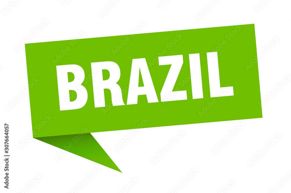 Brazil sticker. Green Brazil signpost pointer sign Brazil sticker. Green Brazil signpost pointer sign