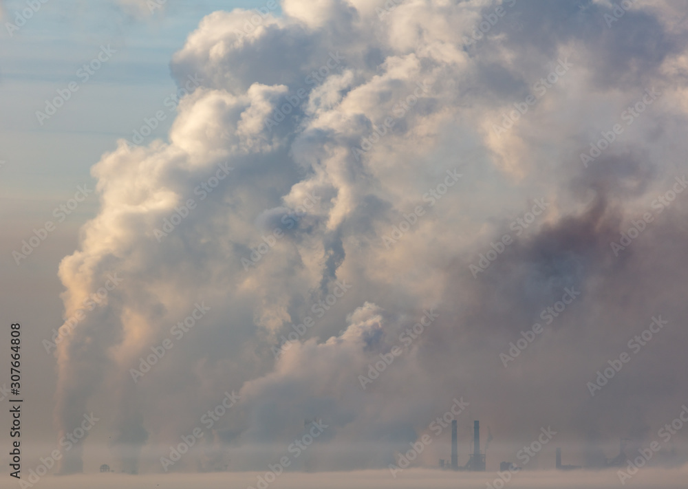 Toxic smoke from pipes at the factory Toxic smoke from pipes at the factory