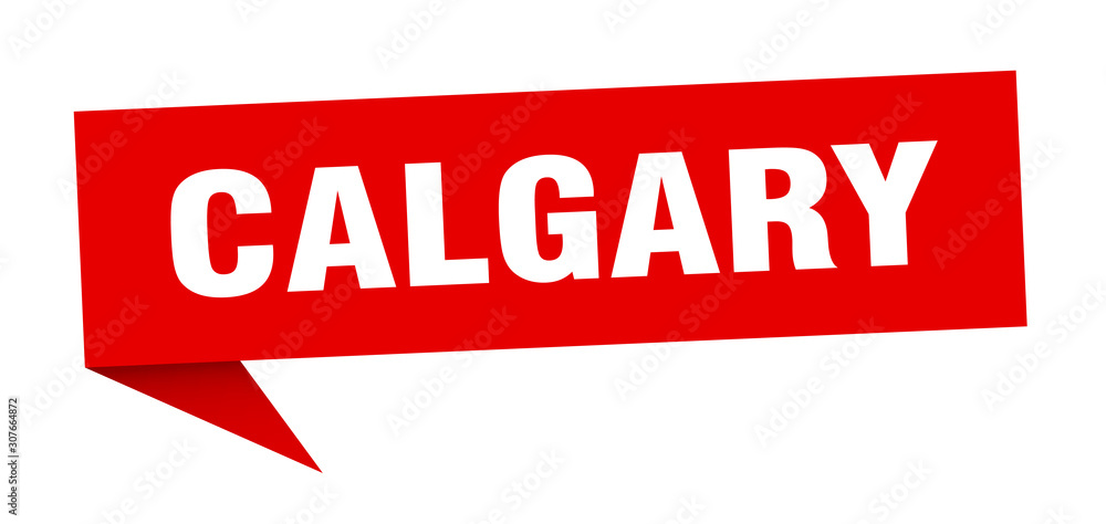 Calgary sticker. Red Calgary signpost pointer sign Calgary sticker. Red Calgary signpost pointer sign