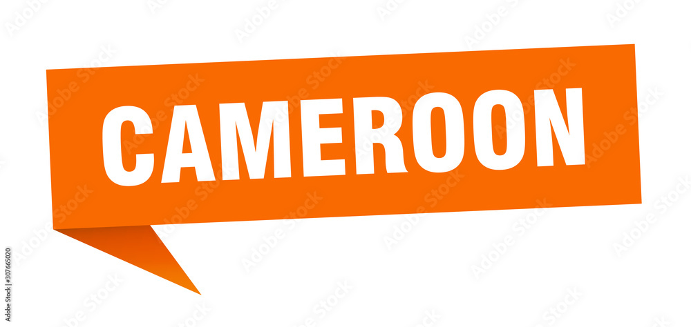 Cameroon sticker. Orange Cameroon signpost pointer sign Cameroon sticker. Orange Cameroon signpost pointer sign