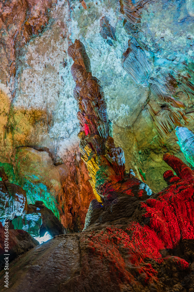 Scenery of karst cave in Huangguoshu Tianxing Cave, Guizhou, China