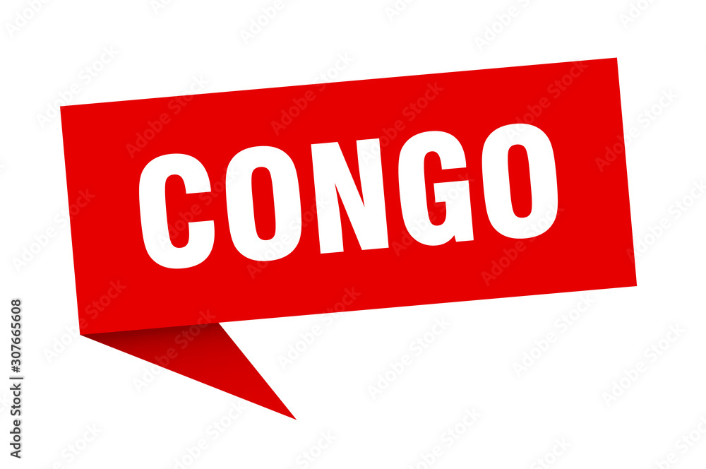 Congo sticker. Red Congo signpost pointer sign Congo sticker. Red Congo signpost pointer sign