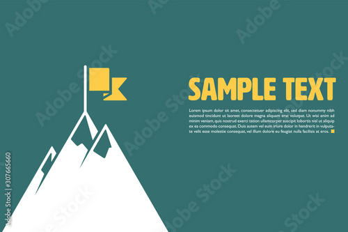 Vector layout template with flag on mountain peak