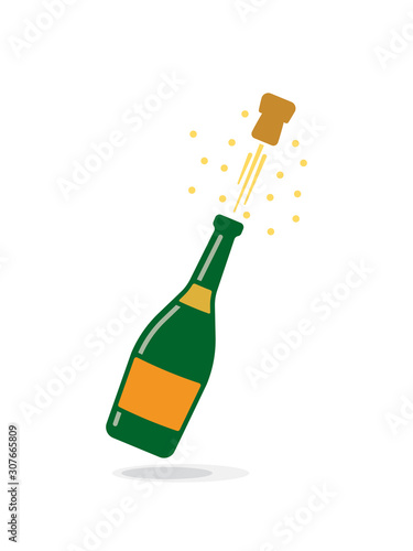 popping champagne bottle cartoon vector