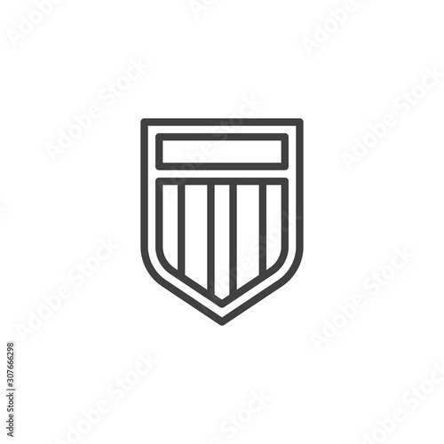 Football Badge line icon. linear style sign for mobile concept and web design. Soccer emblem outline vector icon. Sport Team label symbol, logo illustration. Vector graphics