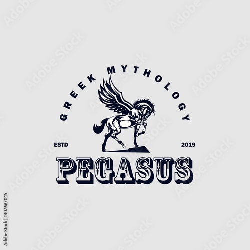 greek mythology pegasus logo design illustration
