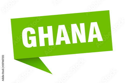 Ghana sticker. Green Ghana signpost pointer sign