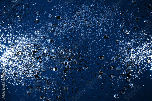 Blue sparkling abstract background. Festive concept. Color 2020 concept.