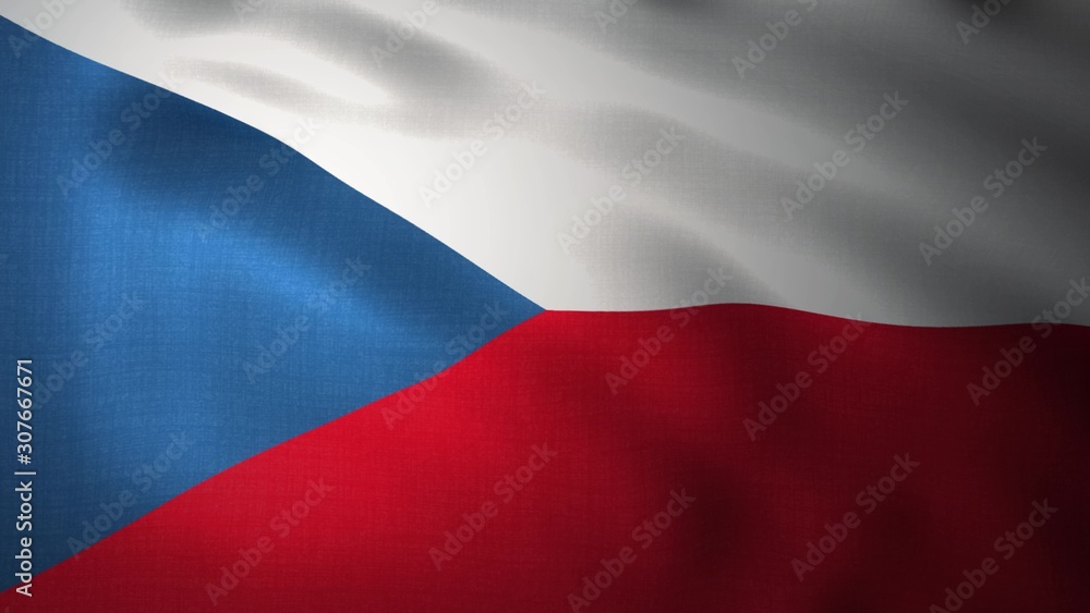 Closeup Czech Flag, Waving in the Wind, 3D Rendering Closeup Czech Flag, Waving in the Wind, 3D Rendering