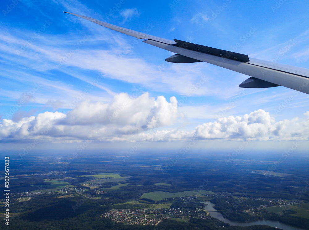 Airplane wing in flight Airplane wing in flight