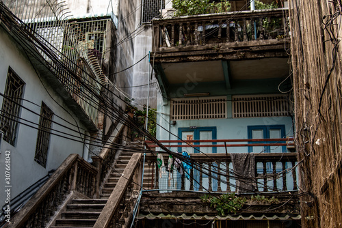 An old traditional staircase to the Chinese house style.