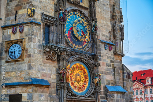 Obraz na płótnie The Prague Astronomical Clock located at the Old Town Hall in Prague, Czech Republic. w salonie