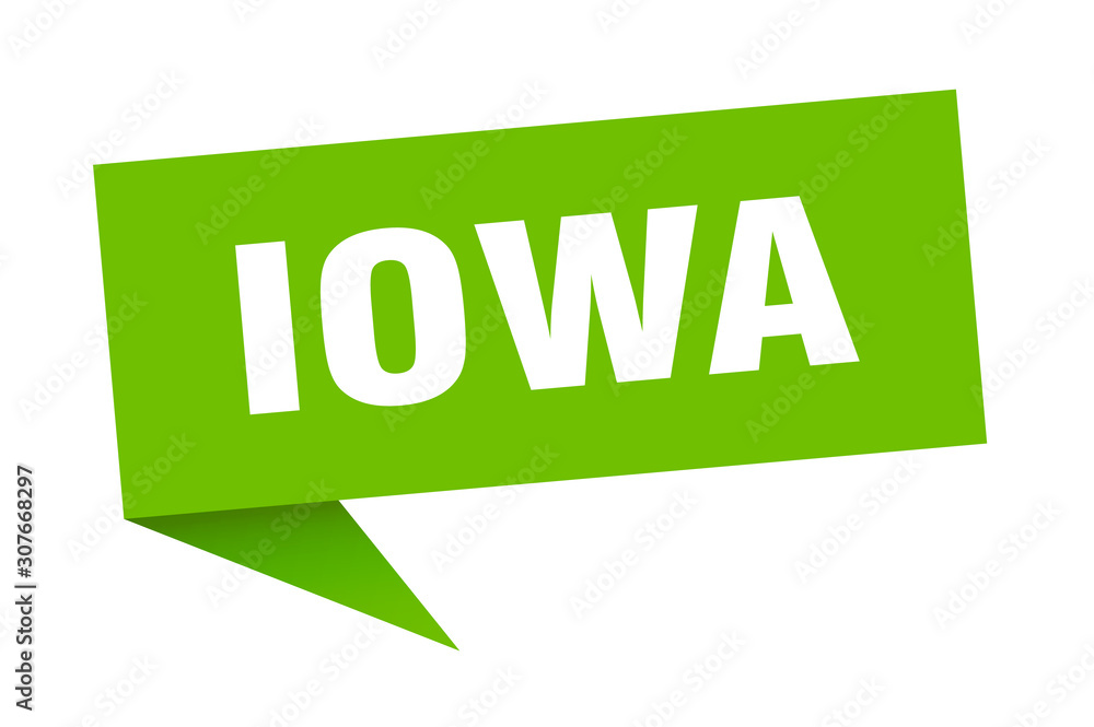 Iowa sticker. Green Iowa signpost pointer sign Iowa sticker. Green Iowa signpost pointer sign