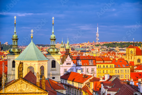 Photography The rooftops along the Vltava River in Prague, Czech Republic.