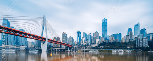Low angle scenery of Hongya Cave and Jialing River in Chongqing, China