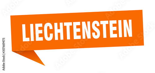 Liechtenstein sticker. Orange Liechtenstein signpost pointer sign