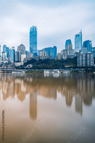 Low angle scenery of Hongya Cave and Jialing River in Chongqing  China