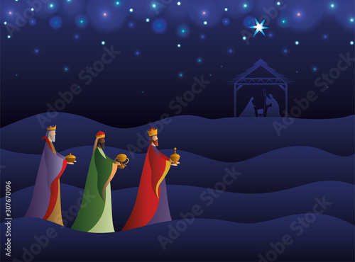 Leinwand Poster Happy epiphany day vector design