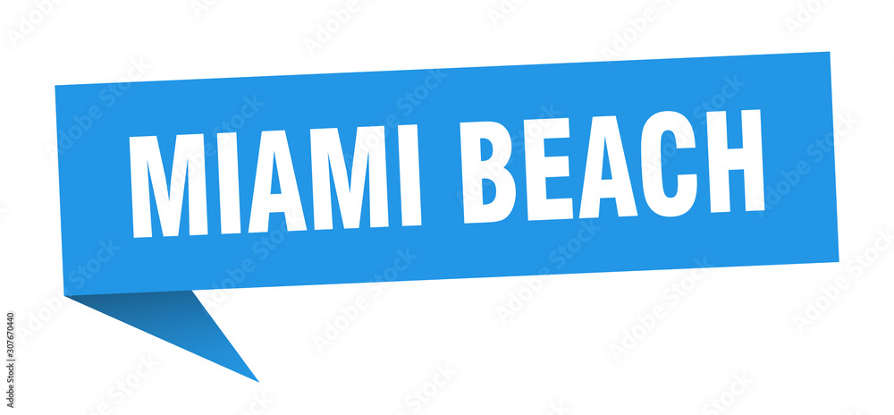 Miami Beach sticker. Blue Miami Beach signpost pointer sign