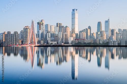 The reflection of bridge and skyscrapers in Chongqing, China © Govan