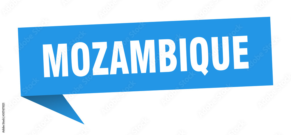 Mozambique sticker. Blue Mozambique signpost pointer sign