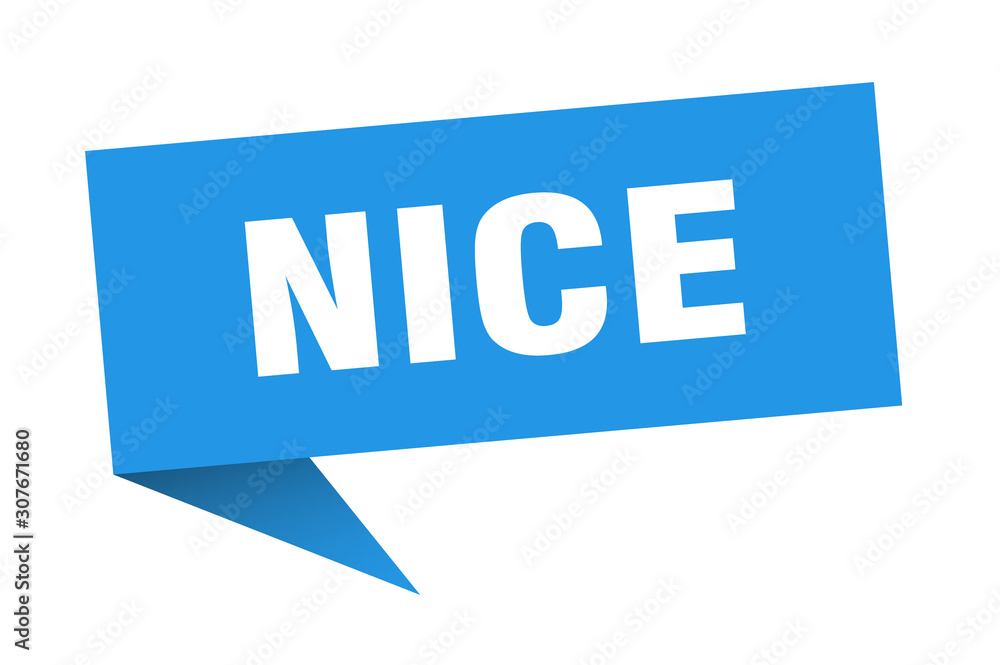 Nice sticker. Blue Nice signpost pointer sign Nice sticker. Blue Nice signpost pointer sign