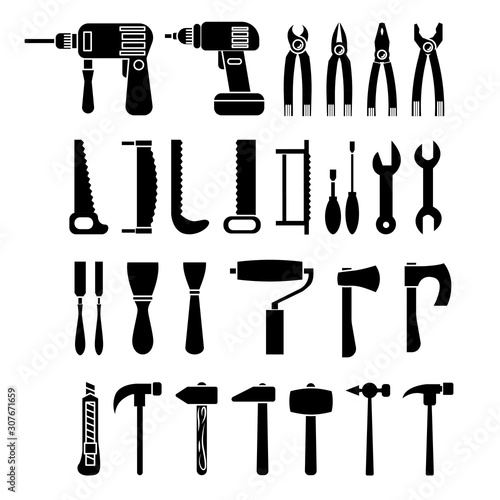 Set of tools in simple style. illustration for design and web.