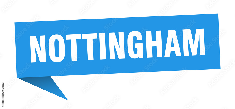 Nottingham sticker. Blue Nottingham signpost pointer sign Nottingham sticker. Blue Nottingham signpost pointer sign